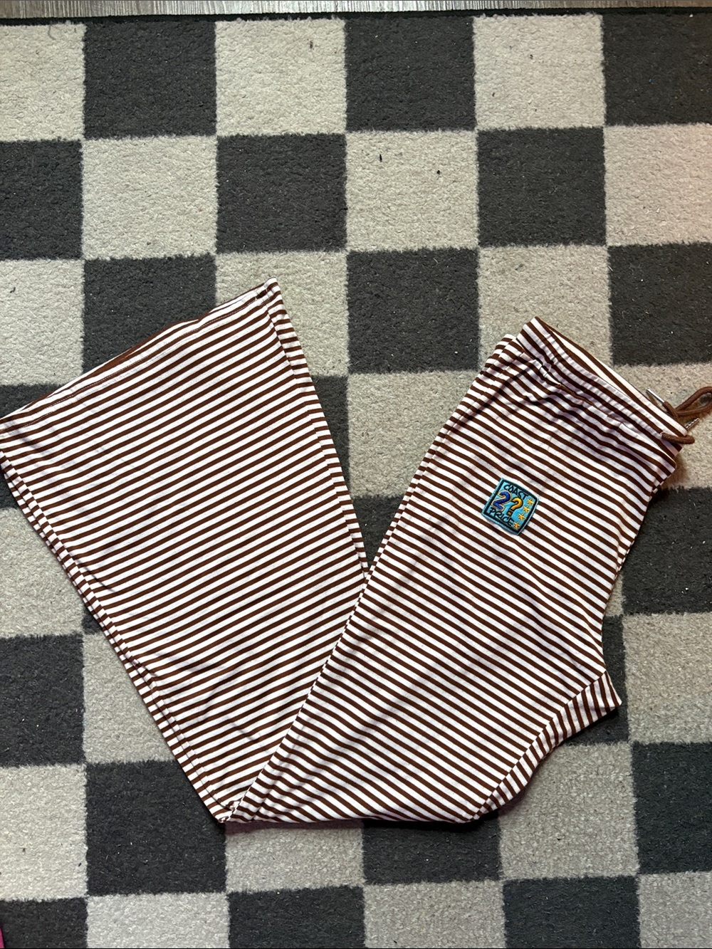 Brown & White Striped Lounge Pants